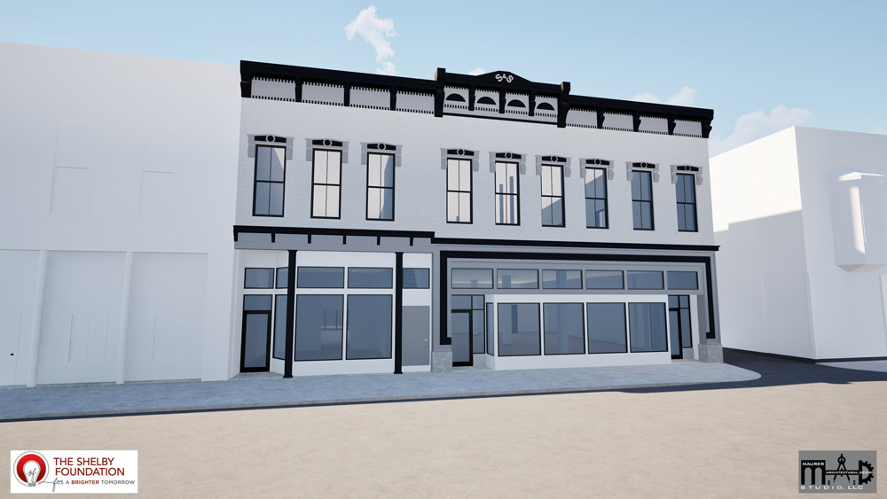 Right Building - Rendering of historic downtown buildings in Shelby, Ohio.